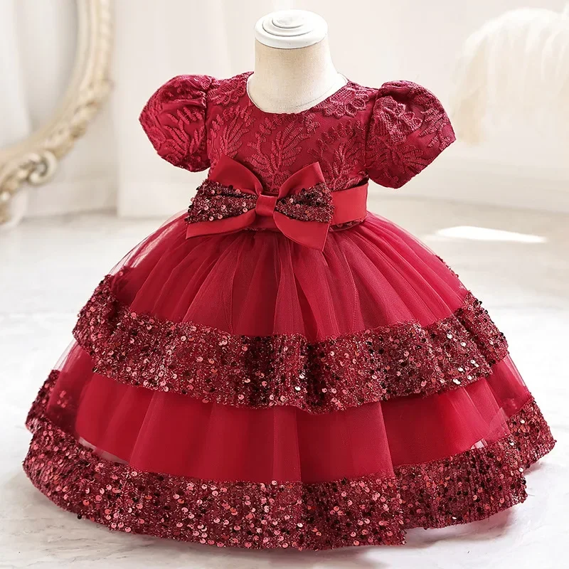 Cotton Short Sleeve Children Clothing Bridesmaid Dresses Fashion Bow Girls Party Dresses Summer Kids Dresses for Girls 1-6 Years