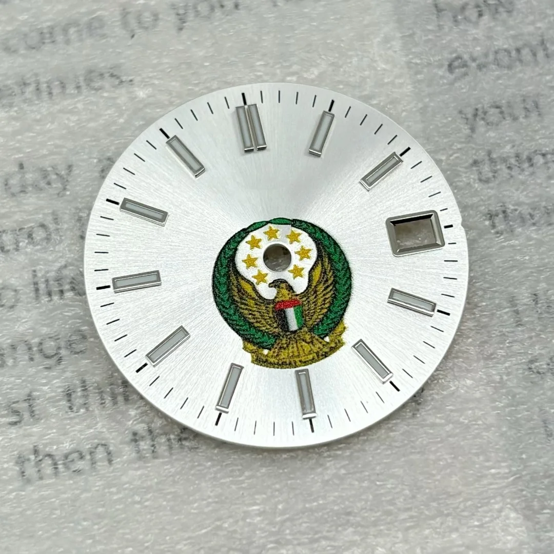 Циферблат NH35 с зеленым свечением, S-циферблат с узором солнца, 28,5 мм, подходит для модификации часового механизма NH35 NH36, аксессуары