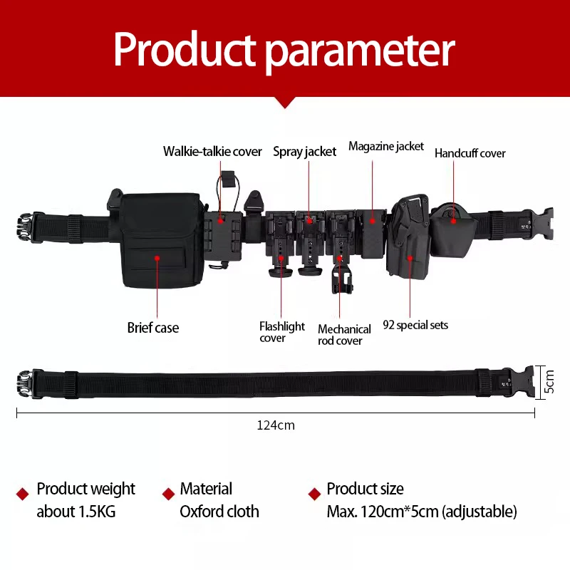 Cinto tático multifuncional, tração rápida lateral, cinto de autodefesa de 8 peças, patrulha dever, equipamento de aço plástico