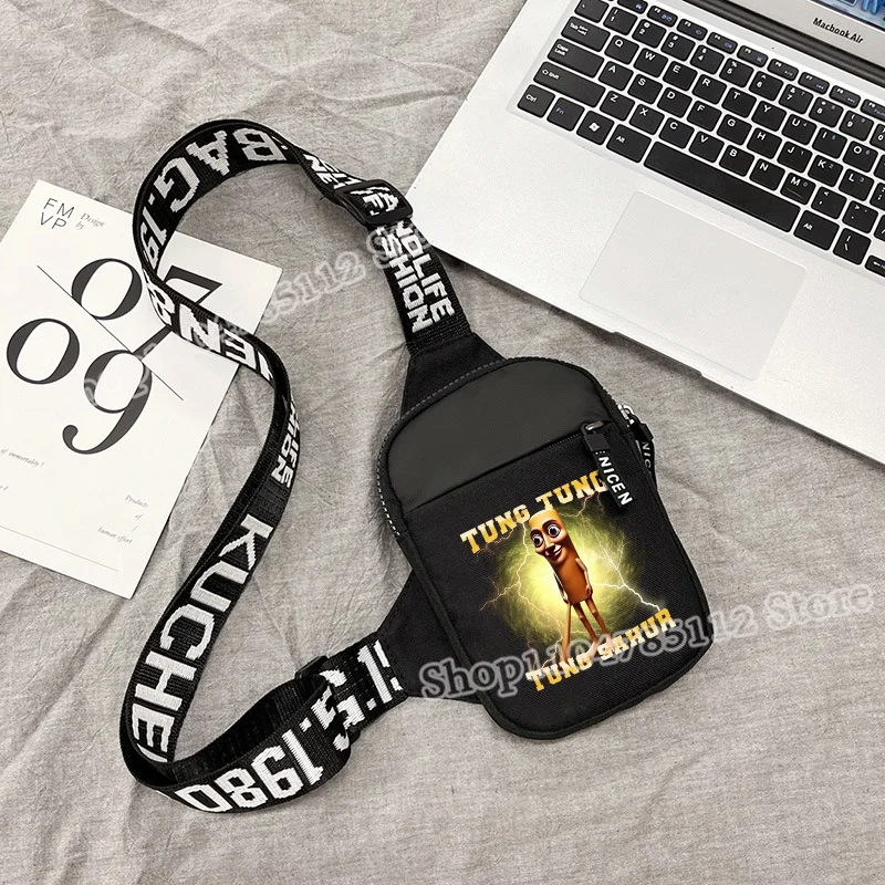 Italian Brainrot Shoulder Bag Nylon Men Casual Chest Bags Tung Tungtung Sahur Telala Funny Shark Figure Print Crossbody Packet