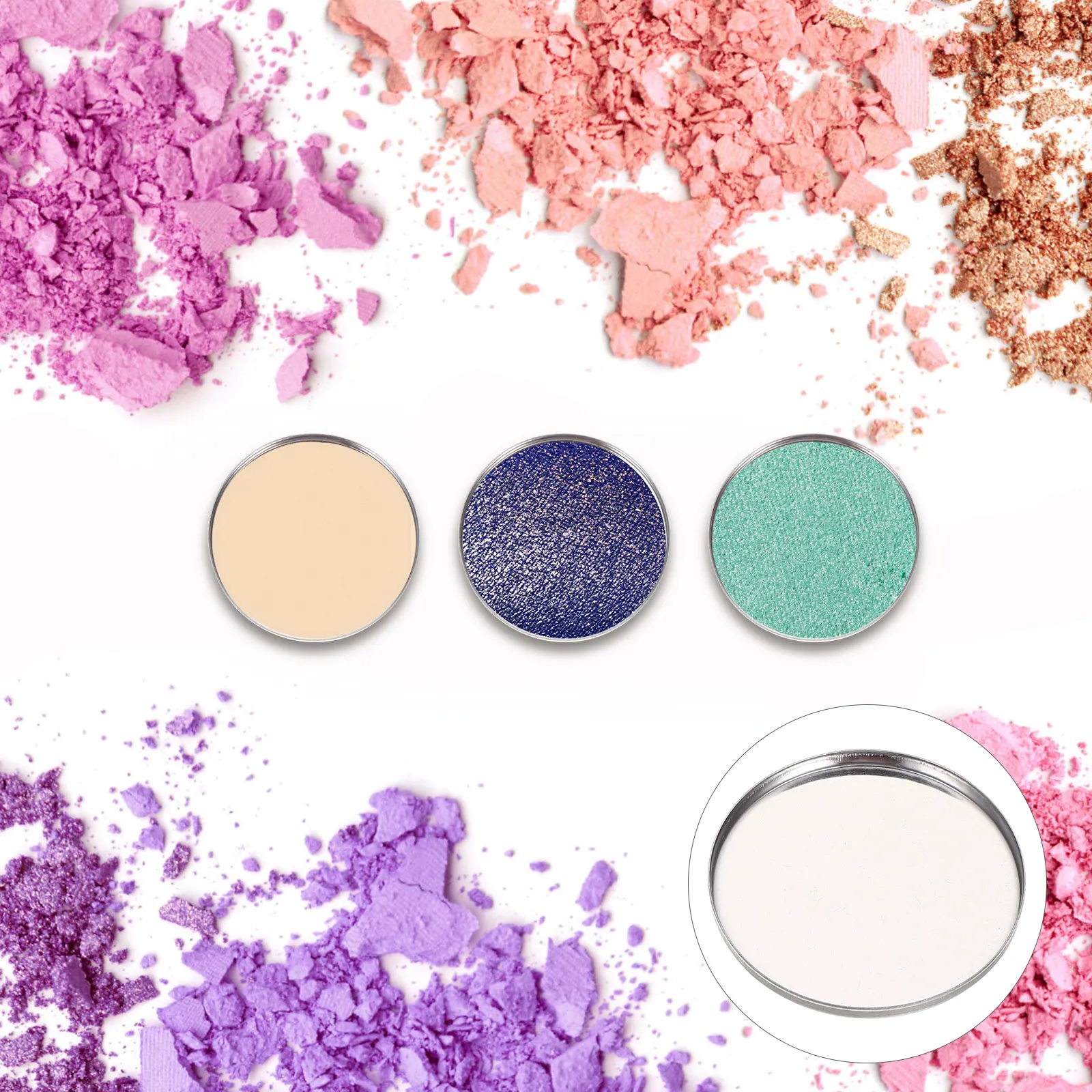 

20pcs Eyeshadow Plates Stainless Steel Empty Round Metal Pans For Travel Daily Use Makeup Storage Holder Plate Women