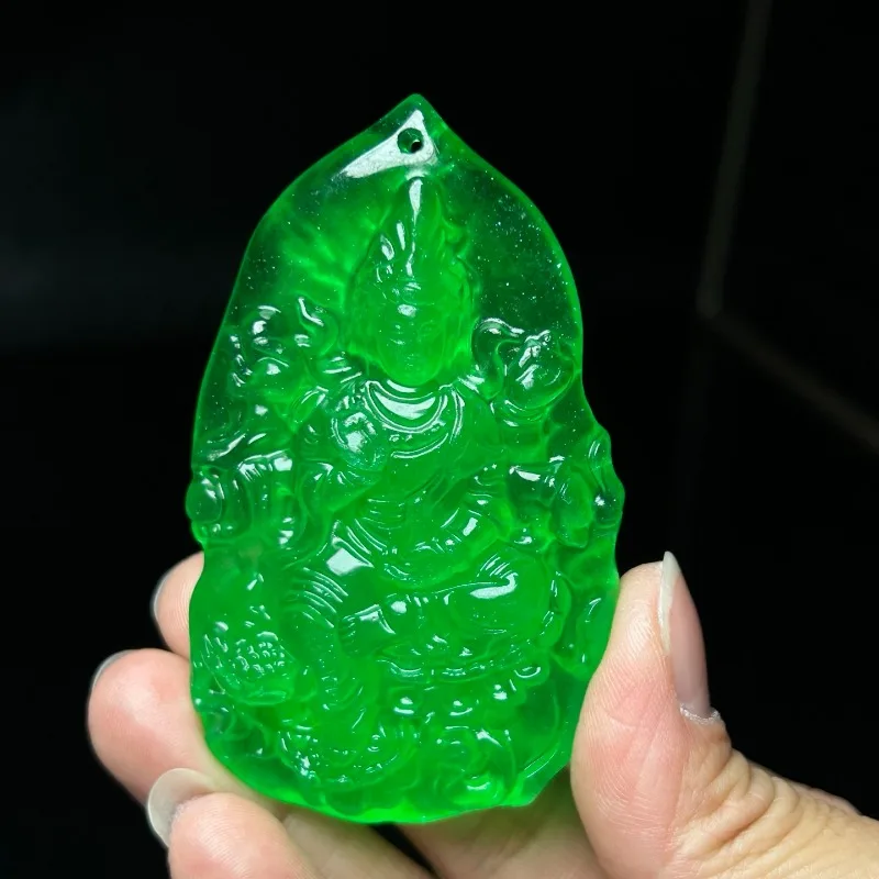 

Новый натуральный кулон из высококачественного зеленого нефрита «Королевский Дракон Гуаньинь», модное универсальное ожерелье