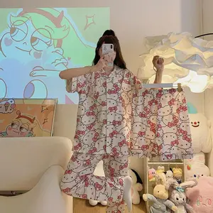 Sanrio Long Pyjamas Hello Kitty Kawaii Kurzarm losen Pyjamas 10 Hauptverkaufskleid - №5