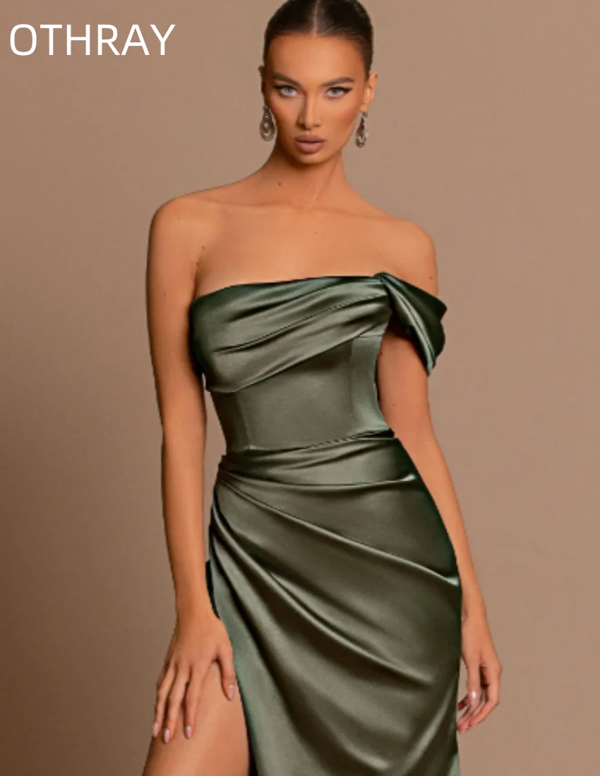 Robe de soirée sirène à une initiative pour femme, fente haute, hors des manches initiées, robe de Rhformelle classique, robe de mariée sexy, 2023