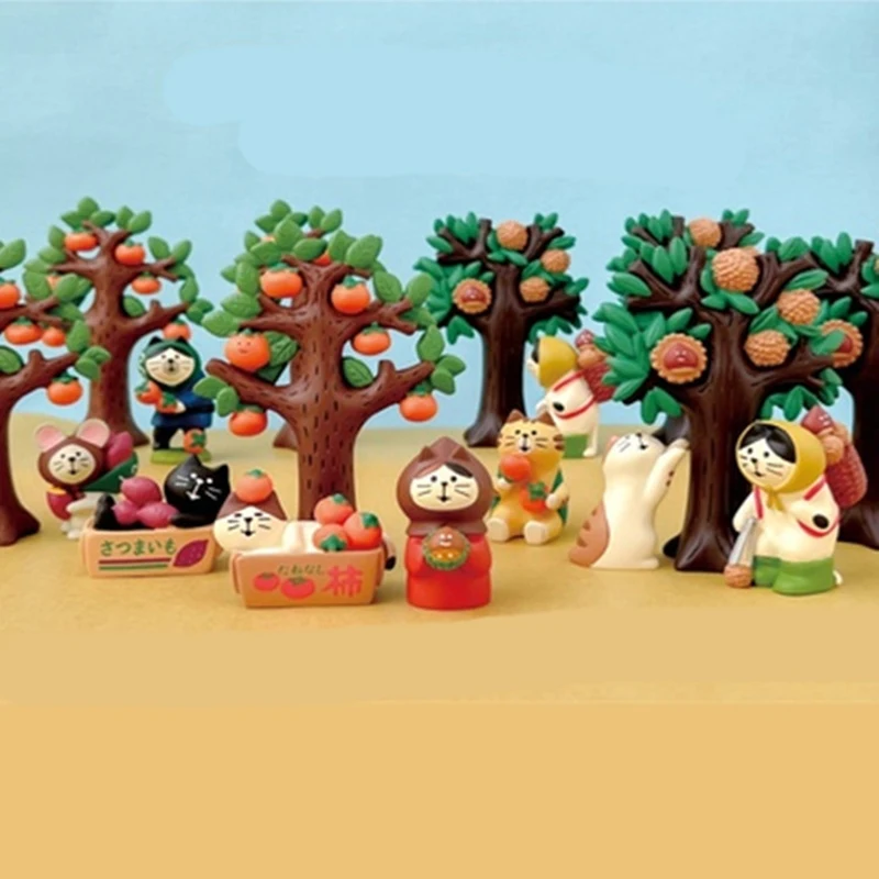Japanese Ornaments Autumn Harvest Chestnut Series Japanese Photo Props Miniature Resin Gift INS Cat Collection Small Ornaments