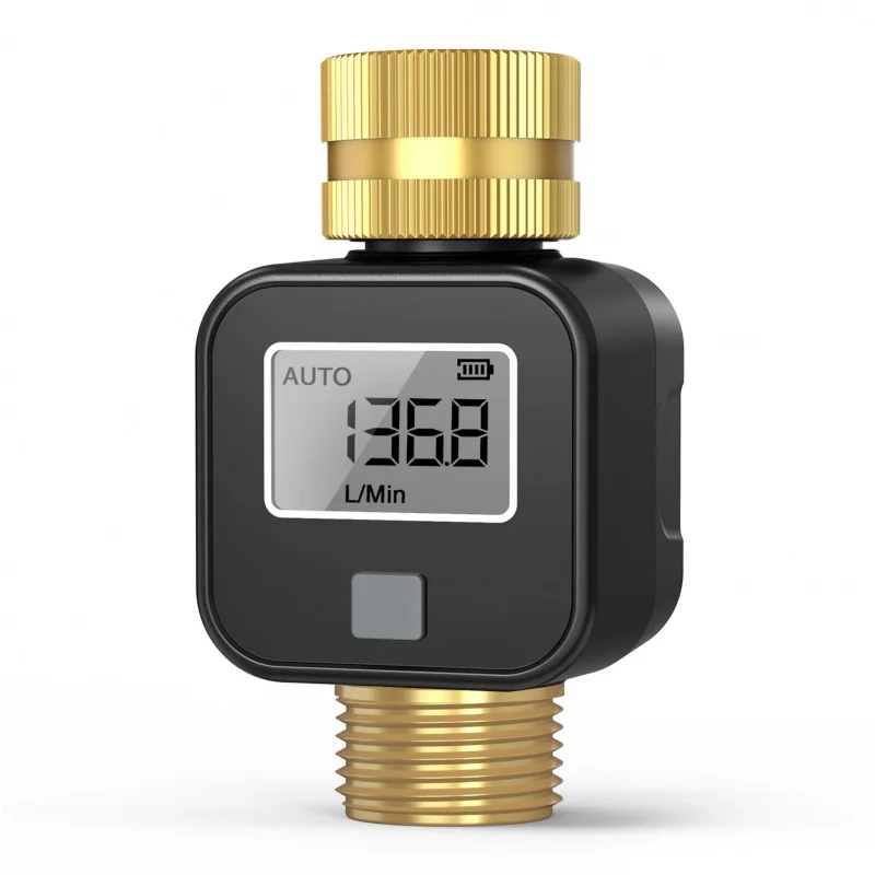 Digital Water Flow Meter with LCD Display, Electronic Water Usage Meter for Garden Hose Irrigation