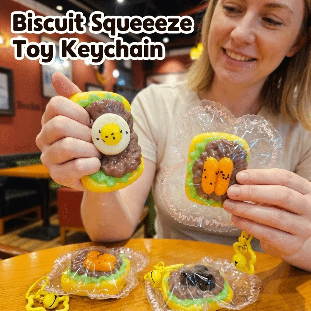 Quick Rebound Hamburger Squeeze Keychain Simulated Food Super Soft Realistic Food Pinch Funny Squishy Slow Rebound Pendant
