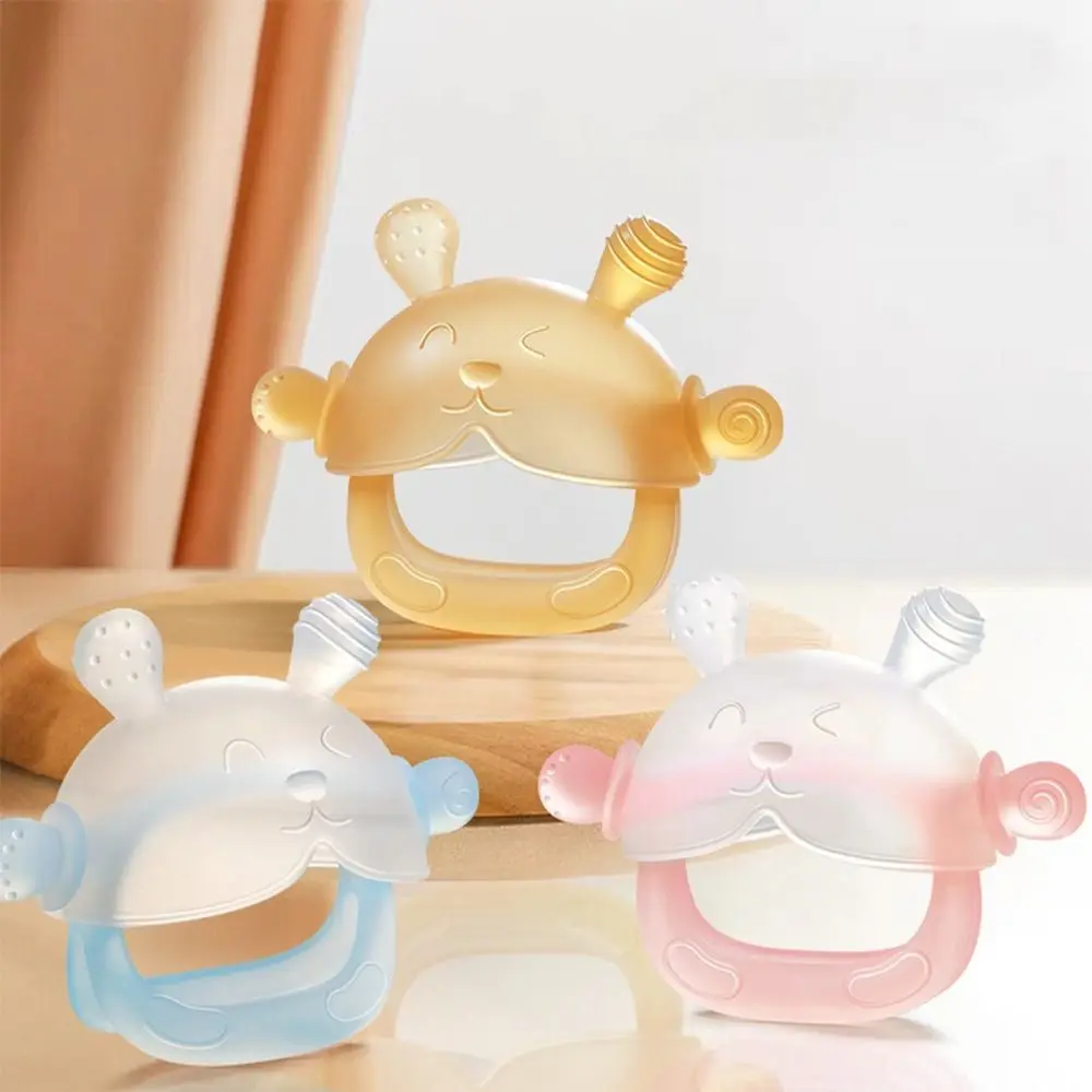 

3pcs Soft Silicone Bunny Teething Toy BPA Free Food Grade Teether Ring Anti-Thumb Cartoon Teether Gloves Baby Chewing