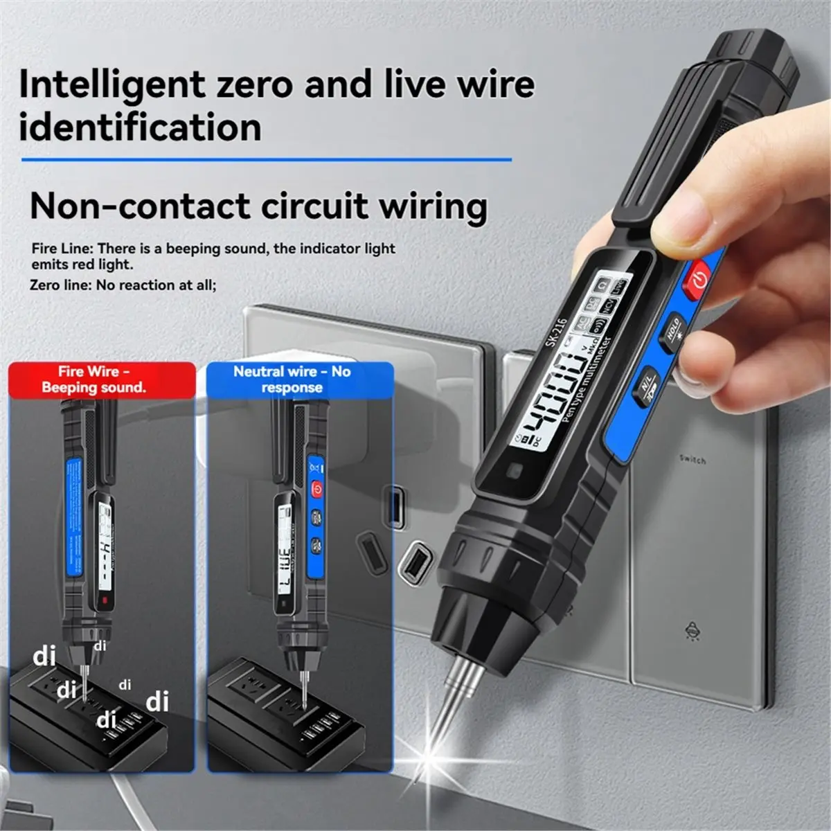 【MUST-HAVE LIST】 SK-216 2in1 Pen-Type Multimeter Auto Range Electrical Test Pencil Meter Ohm NCV Voltage Current Measurement