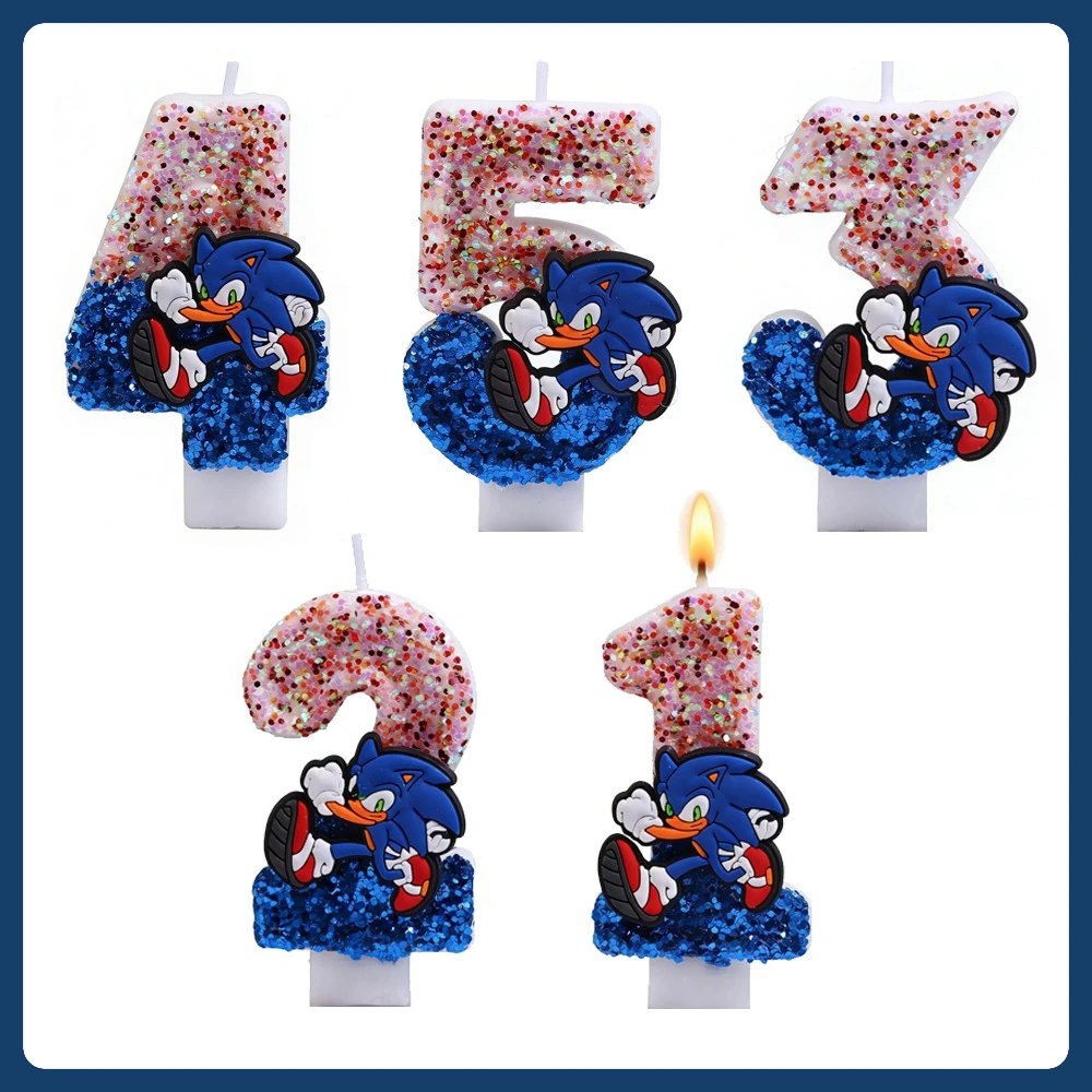 

Blue Sonices Candle 0-9 Number Kid Birthday Character Party Cake Plug-in Birthday Cake Decorations Baby Shower Gift Supplies Toy