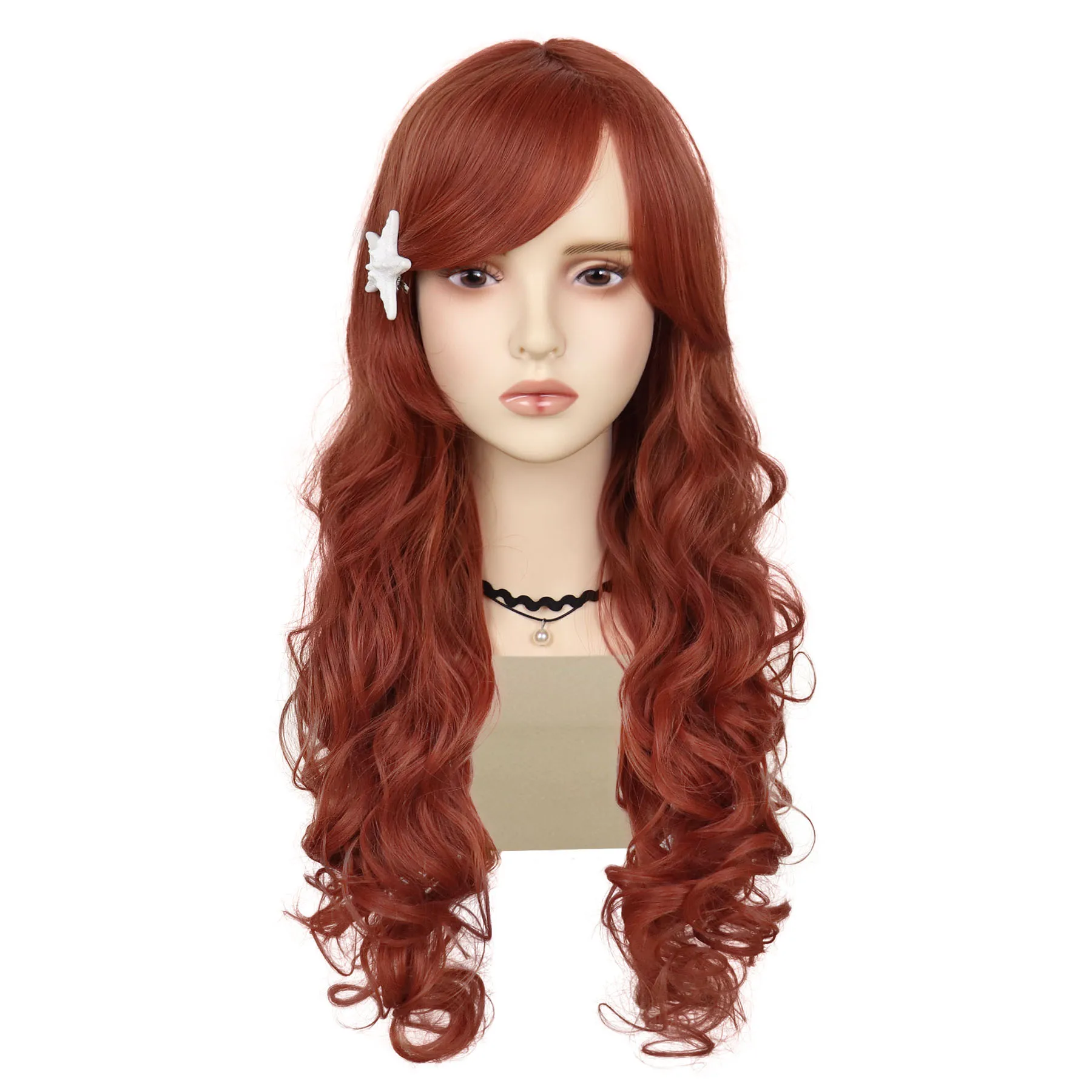 شعبية أوبورن الباروكات الاصطناعية طويلة متموجة شعر مستعار مجعد مع مشبك شعر نجم البحر للنساء الفتيات هالوين عيد الميلاد تأثيري استخدام الحفلات