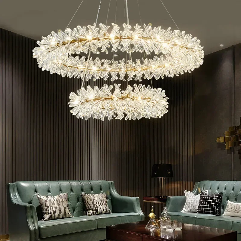 

Luxury Crystal Led Chandelier Postmodern Light Living Dining Room Lamp Designer Wreath Creative Bedroom Double Droplight