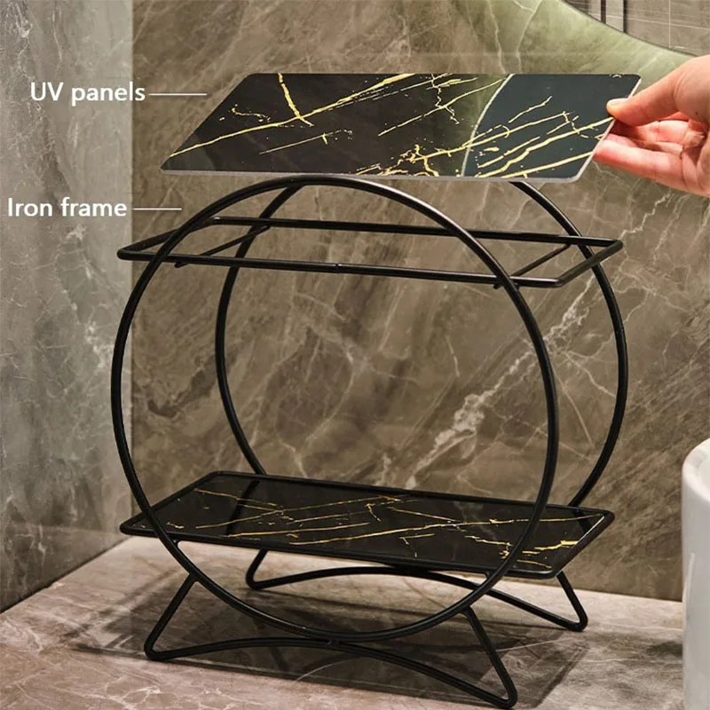 2-poziomowy organizer łazienkowy Blat Organizer do makijażu Przechowywanie kosmetyków Stojak ekspozycyjny Taca na przybory toaletowe Komoda Uchwyt na perfumy Złoty