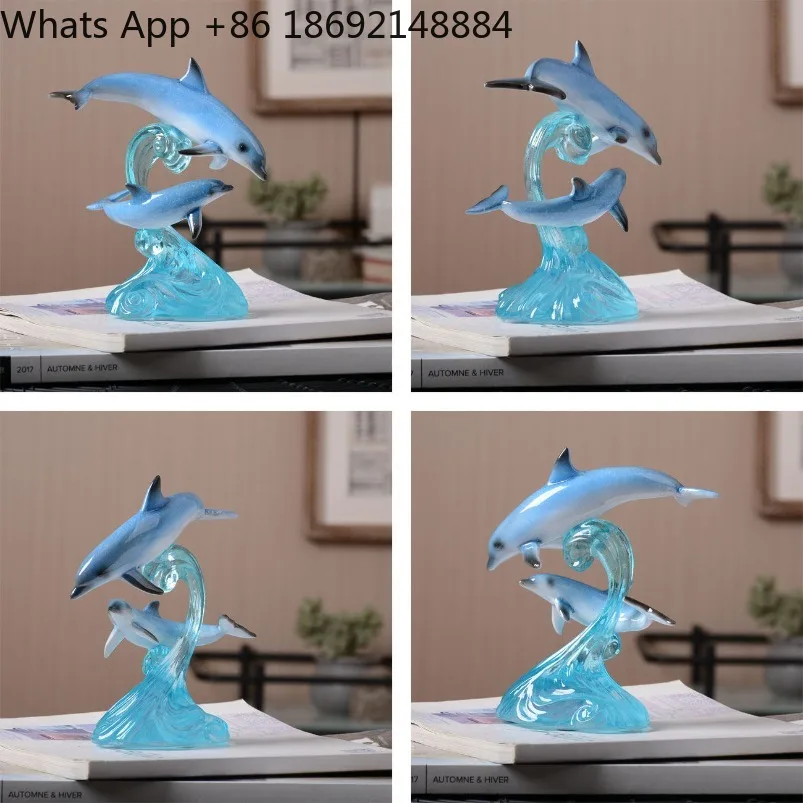 

Transparent resin dolphin marine animal home decoration crafts