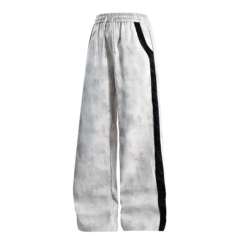 Conjunto de roupas esportivas casuais masculinas retrô para primavera e outono, jaqueta moderna de alta qualidade e calças de duas peças com bloqueio de cores