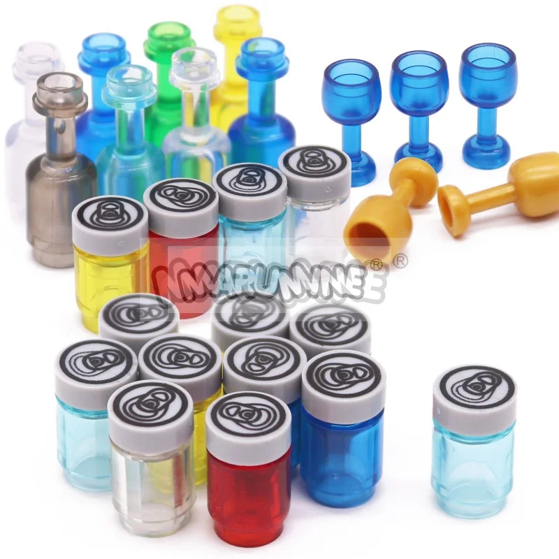 MARUMINE 87PCS MOC Klocki konstrukcyjne Akcesoria Butelka wina Szklane napoje Drewniane pudełko Widok ulicy Miasto Bar Pirat DIY Model klocków