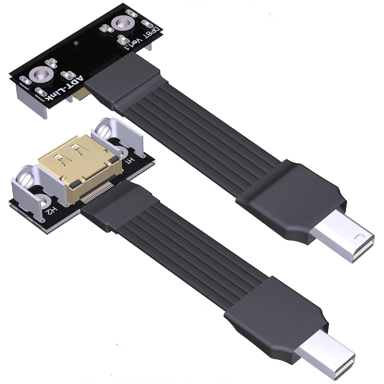 

ADT-Link DP male to female extension cable mini-displayport DP1.4 Angle flat thin video card connection 0.03M-3M