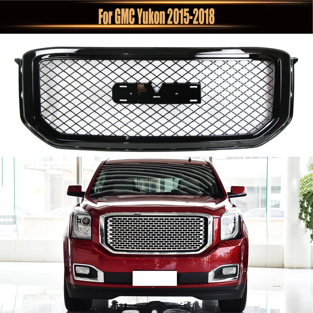 

For GMC Yukon 2015-2018 Car Modification Parts Front Hood Trim Mesh Cover Bumper Grill Upper Racing Grills Radiator Grille