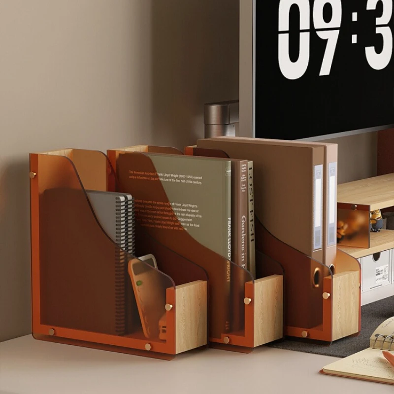 

Многофункциональный акриловый настольный органайзер, вертикальная книжная полка большой емкости, подставка для офисных файлов, многослойная стойка для хранения