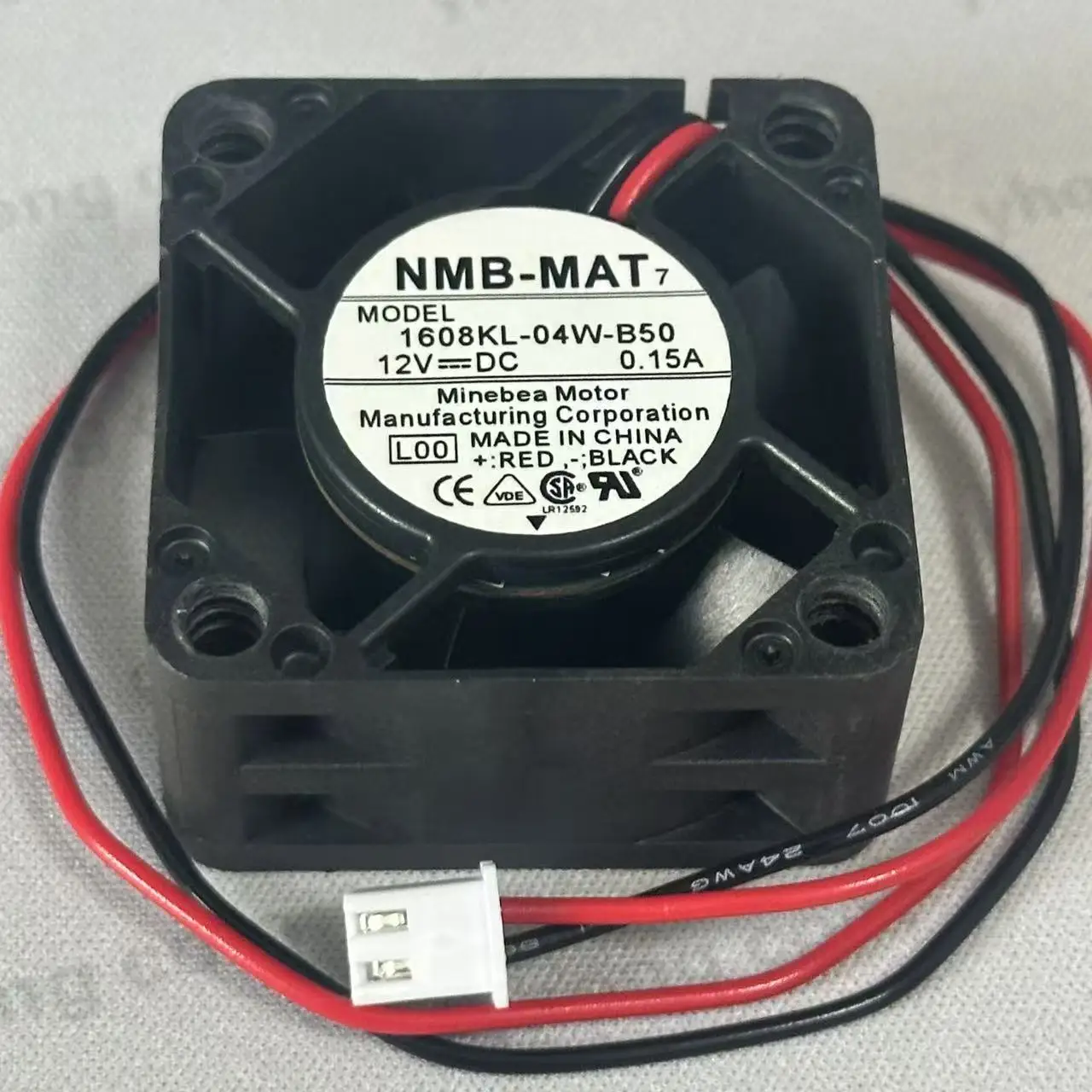 Ventilador de refrigeración para servidor de 2 cables NMB 1608KL-04W-B50 L00 DC 12V 0.15A 40x40x20mm