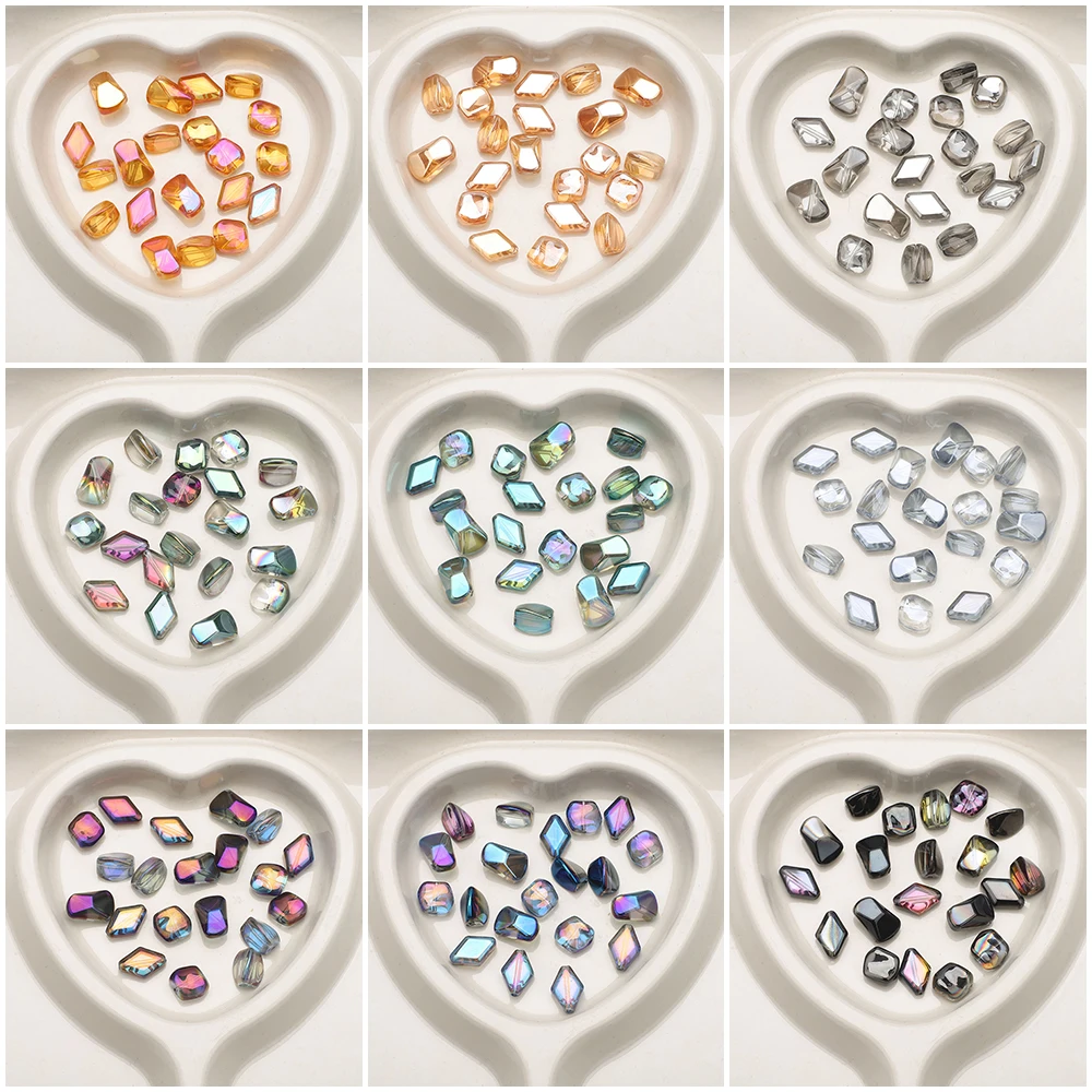 20Pcs Mix Glass Irregular Beads Charm Twist Square Shape Crystal Pendant For DIY Making Craft Metrial Jewelry Necklace Earing