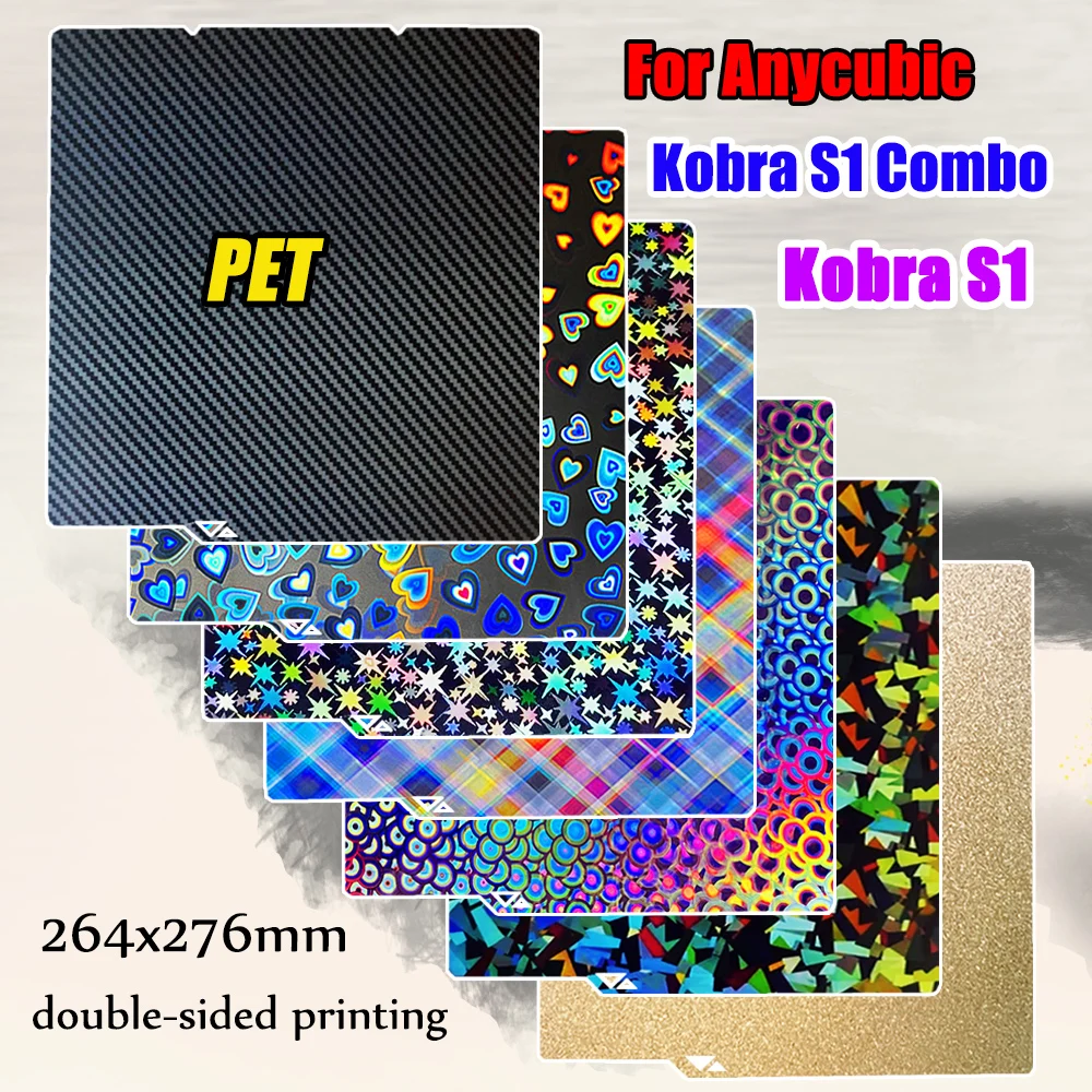 

3D Printing Parts Build Plate for Anycubic Kobra S1, S1 Combo PEI PEO PET PEY Spring Steel Sheet Double Side Hotbed for Kobra s1
