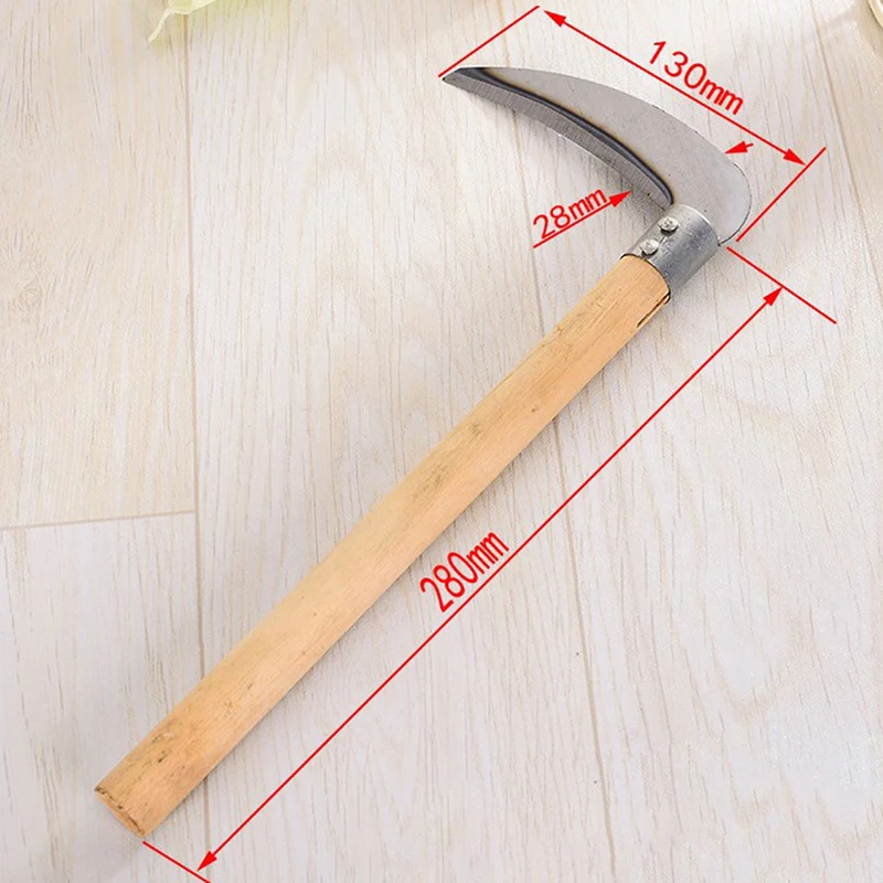 Agricultural Long Handle Sickle Cutting Wheat Lawn Mower Gardening Grass Weeding Knife Farm Scythe Sickle Garden Tools