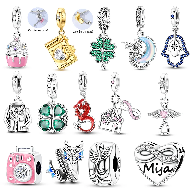 New 925 Sterling Silver Charms Beads Cake Camera Dragon Pendant Fit Original Bracelet Necklace For Women Girls DIY Party Gifts