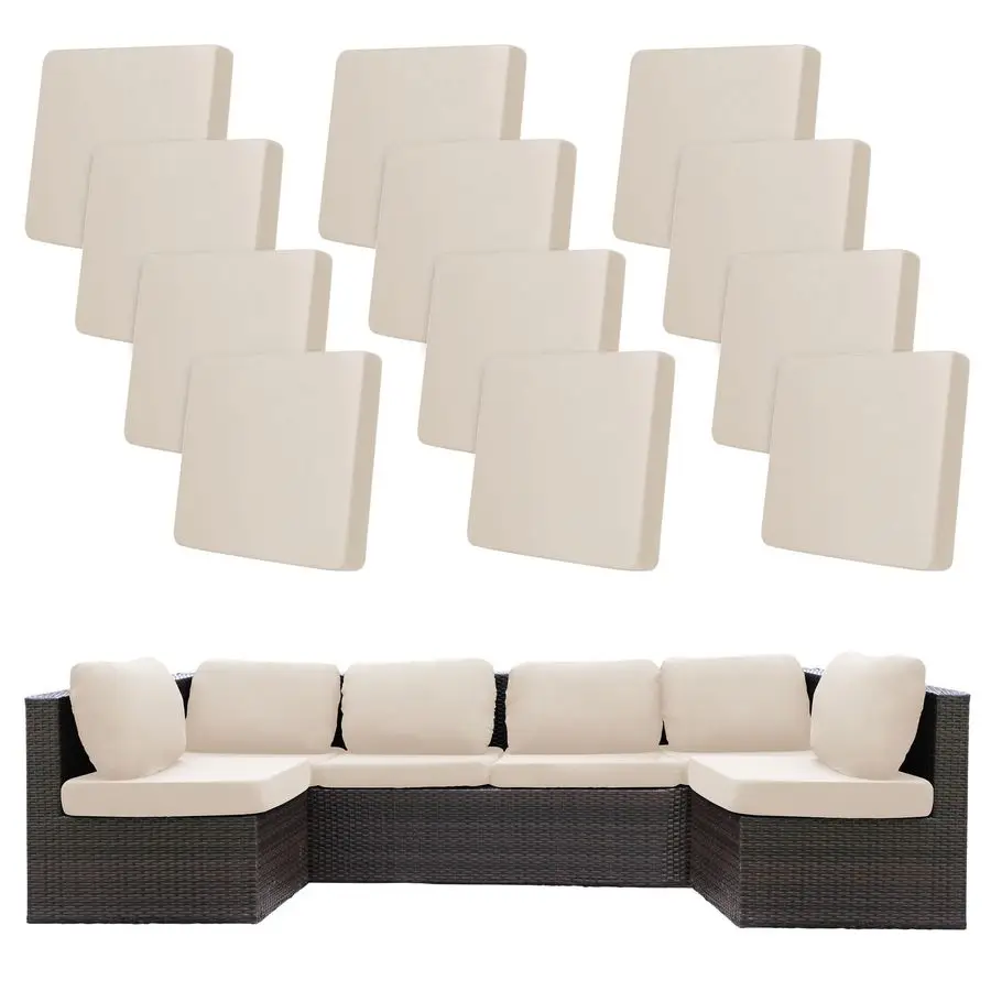 

12Pcs Stretch Patio Cushion Covers,Outdoor Couch Cushion Covers Replacement,Outdoor Sofa Covers Patio Slipcovers Couch Cover,Was