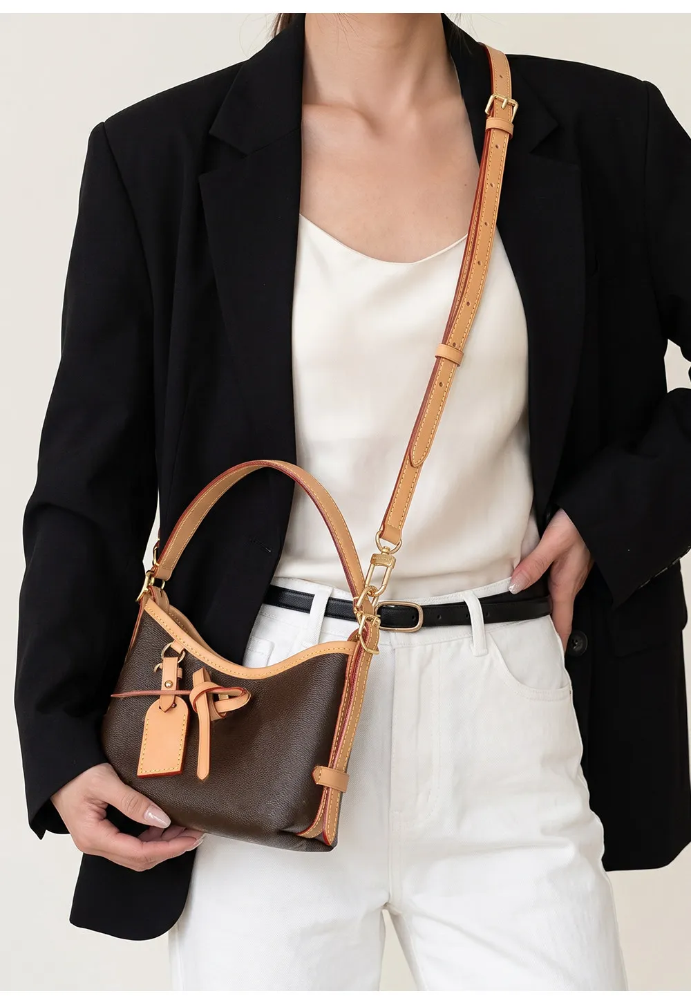 Adjustable Vachetta Leather Replacement Shoulder Strap For Carryall Nano Bag Crossbody Bag Strap Accessories