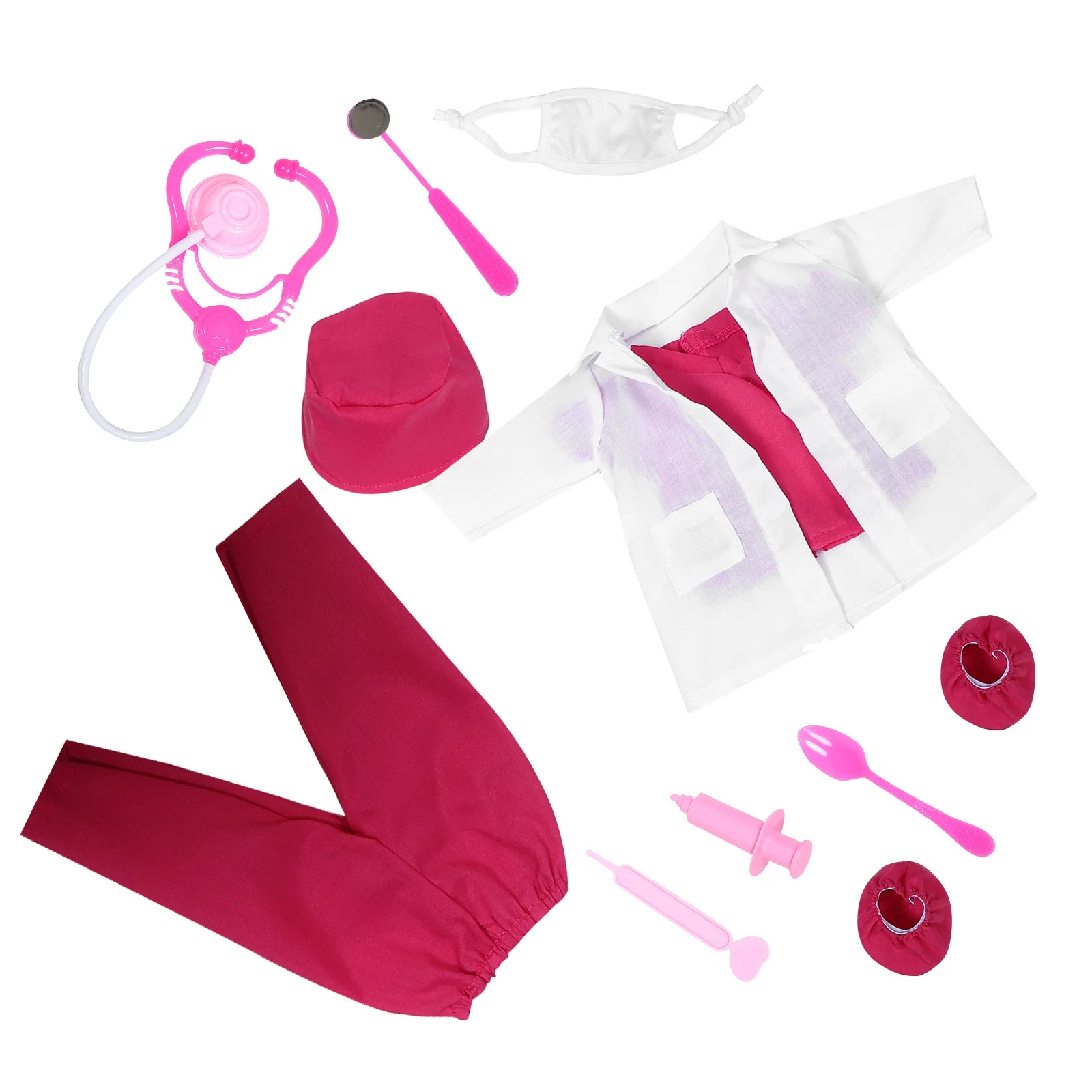 

1 Set 18-Inch Clothing Nurse Costume Mini Outfit Tools Pretend Play Accessories Dressing Up Kit For American 18-Inch Playset