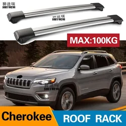 2Pcs Roof Bars for JEEP Cherokee 2014-2023 KL Aluminum Alloy Side Bars Cross Rails Roof Rack Luggage LOAD 200KG Vehicle Mounted