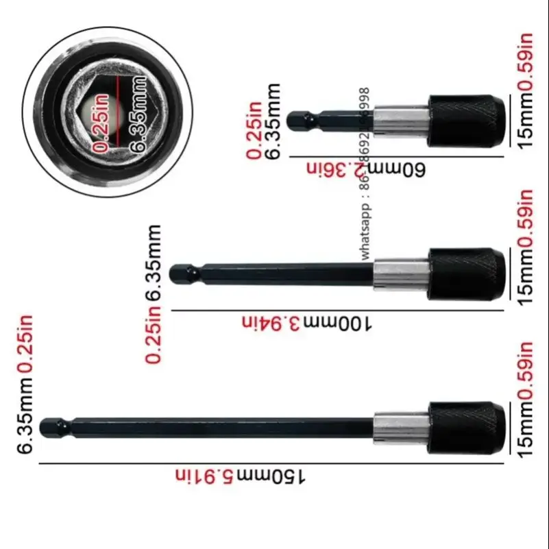 

Новинка 2026: Набор из 3 шестигранных быстросъемных удлинителей с самоблокировкой для электродрели/шуруповерта, быстросменный удлинитель для отвертки
