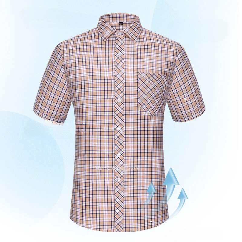 plus size 100%cotton thin short sleeve shirts for men slim fit casual plain shirt hawaiian plaid shirt korean popular clothes