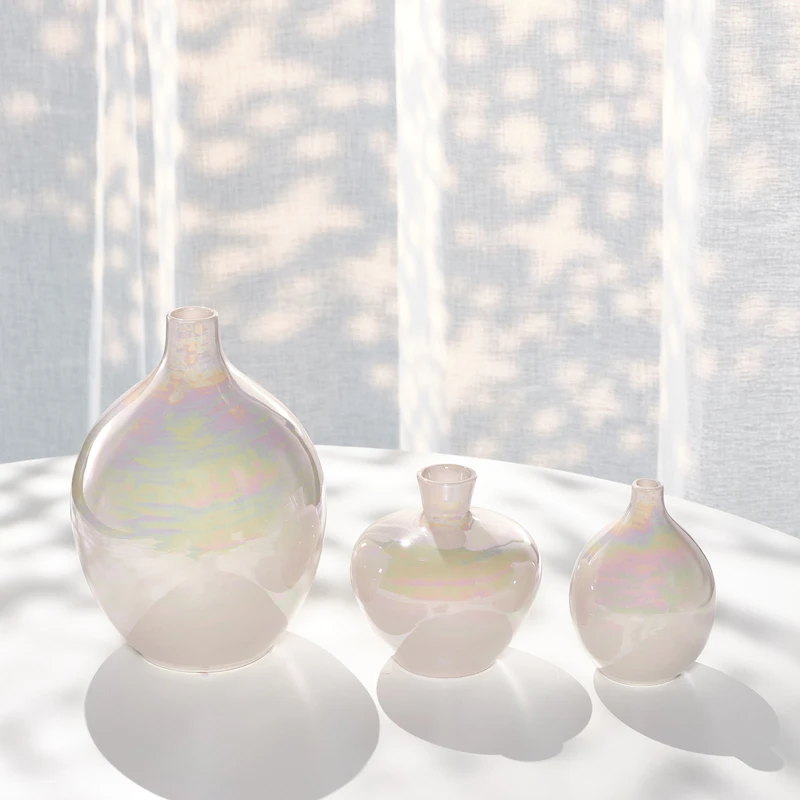 

Ceramic vase - Ins Luxury Minimalist Pearl White Nordic Simple Dried Flower Art Decorative Flower Arrangement Container