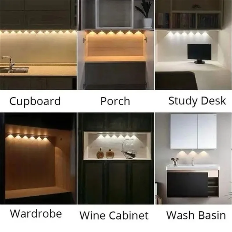 Ultra-thin LED Cabinet Motion Sensor Light LED Closet Light Rechargeable Motion Sensor Wireless Closet Cabinet Night Light