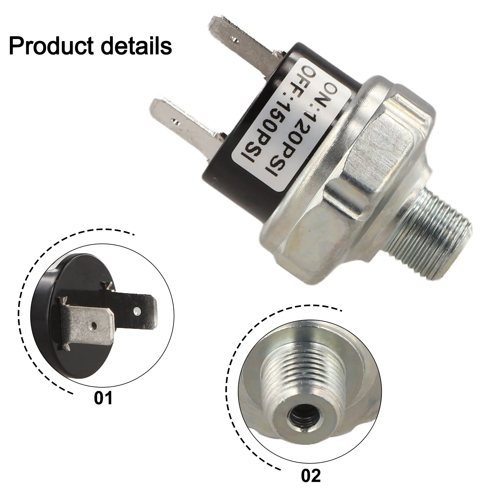 For Air Compressor Control Air Pressure Control Switch Air for horn Pneumatic Switch Pressure Control Switch Metal Construction