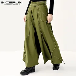 2024 Men Irregular Pants Patchwork Loose Joggers Streetwear Casual Wide Leg Trousers Men Fashion Leisure Pants S-5XL INCERUN