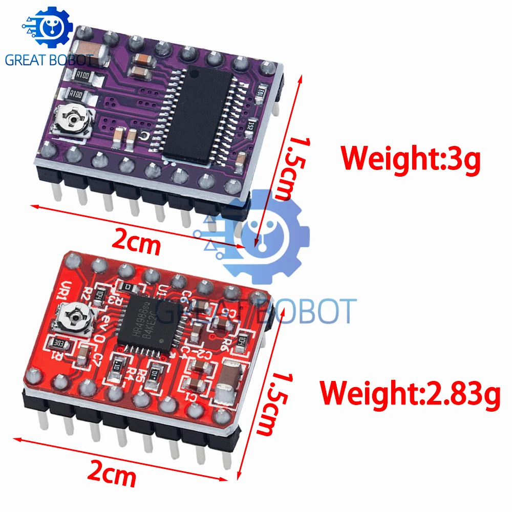 3D Printer Parts - StepStick A4988 & DRV8825 Stepper Motor Driver with Heat Sink Carrier - Reprap RAMPS 1.4 Compatible