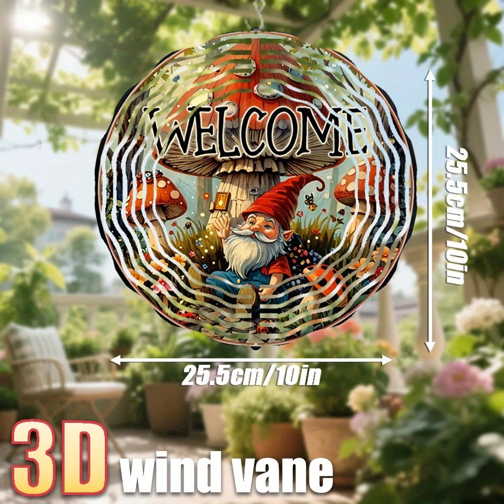 

Mushroom Wind Chimes for Garden Outdoor Metal 3D Rotating Double Sided Hanging Decor Unique Yard Art Welcome Sign Cute Gift