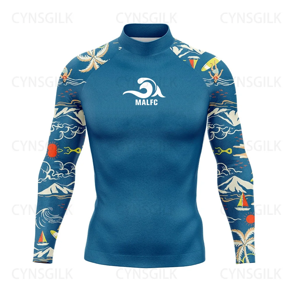 MALFC Rash guard for men Surfing Clothes Swimsuit Rashguard Surf Wear UPF 50 Water Sport Long Sleeve T-shirt Swimwear snorkeling