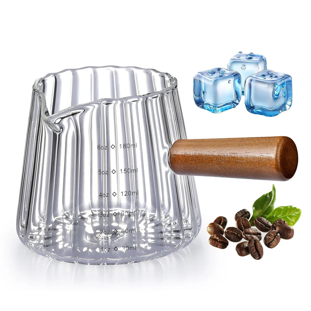 1/2pack Espresso Shot Glass with Handle 6OZ/180ml Espresso Cup with Single V-shaped Mouth Measuring Cup for Milk Tea Coffee Bar