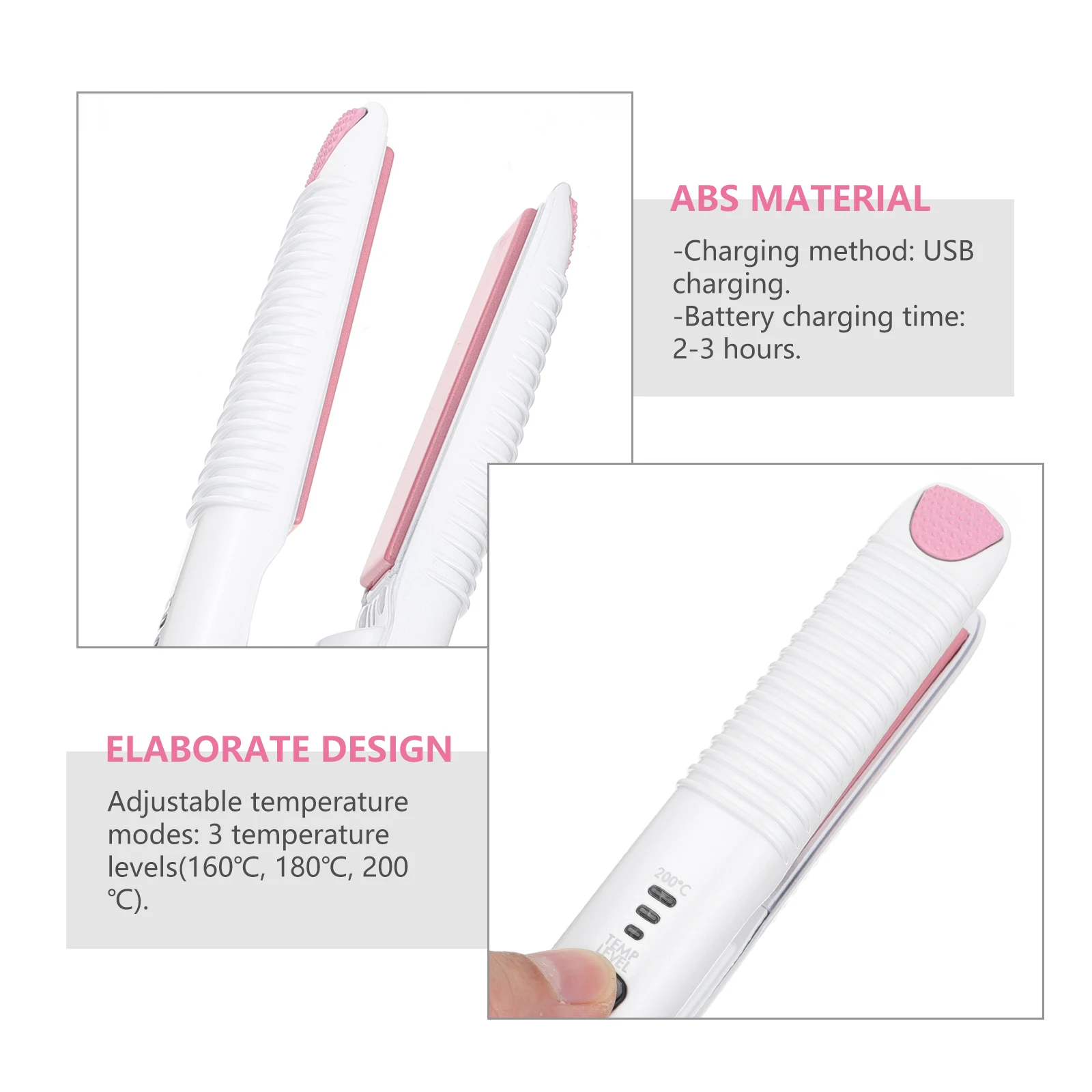 

Cordless Hair Straightener Curler Rechargeable 3 Temperature Modes Compact Lightweight for Travel USB Powered Easy to Use