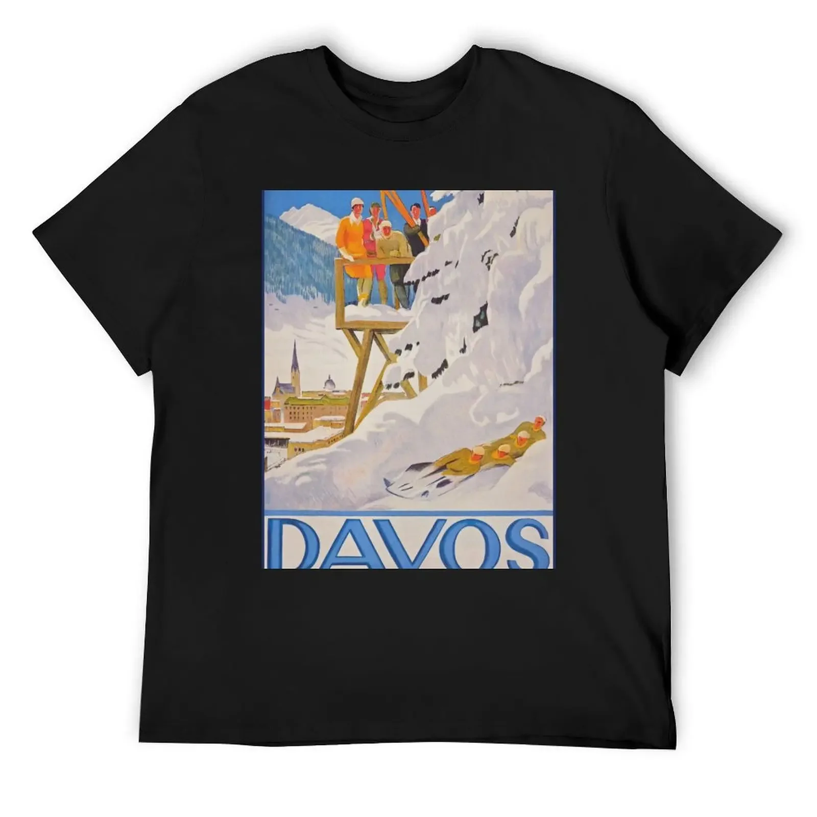 Davos Switzerland Vintage Ski Poster T-Shirt anime tshirt cute tops designer shirts vintage graphic tee t shirts for men graphic