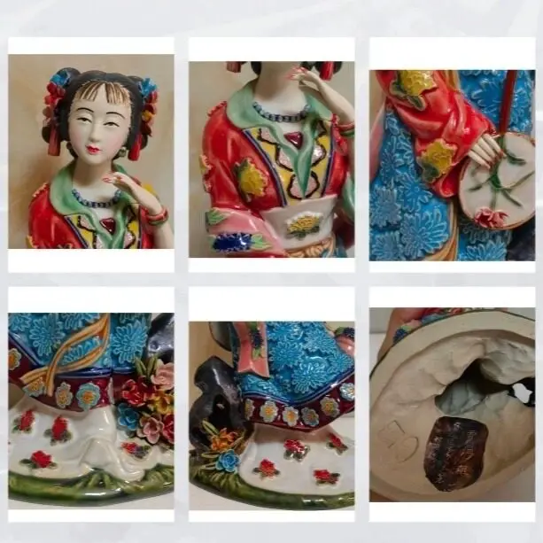 Shiwan doll ceramic Dream of Red Mansions lady handmade ornament home decoration twelve golden hairpins Jia Qiaojie character or