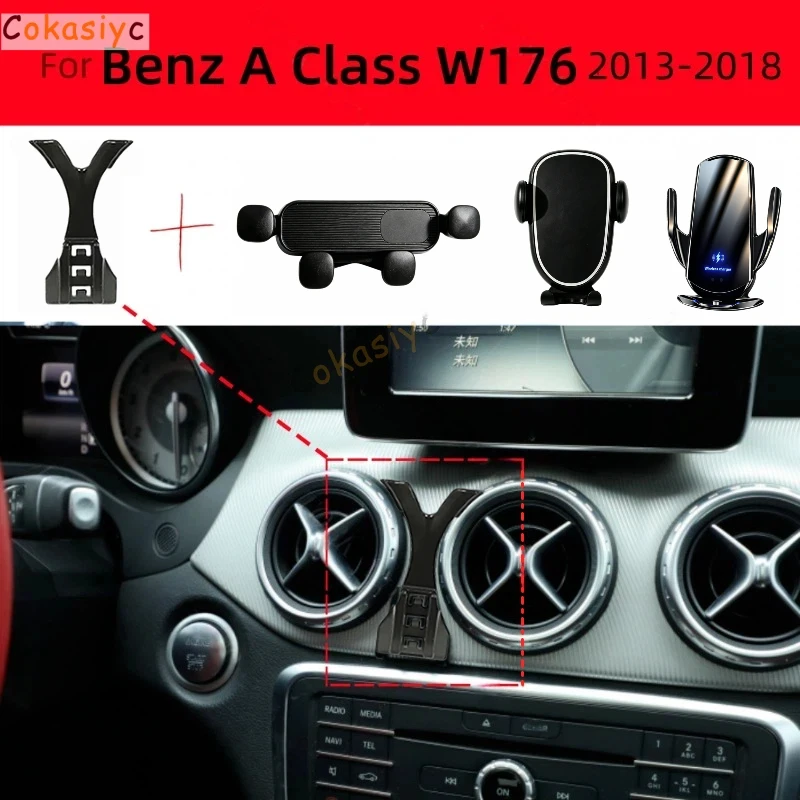 Suporte de Telefone para Carro Mercedes Benz Classe A W176 2013-2018 com Bloqueio Automático, Suporte Universal para Celular com Ventilação, Acessório