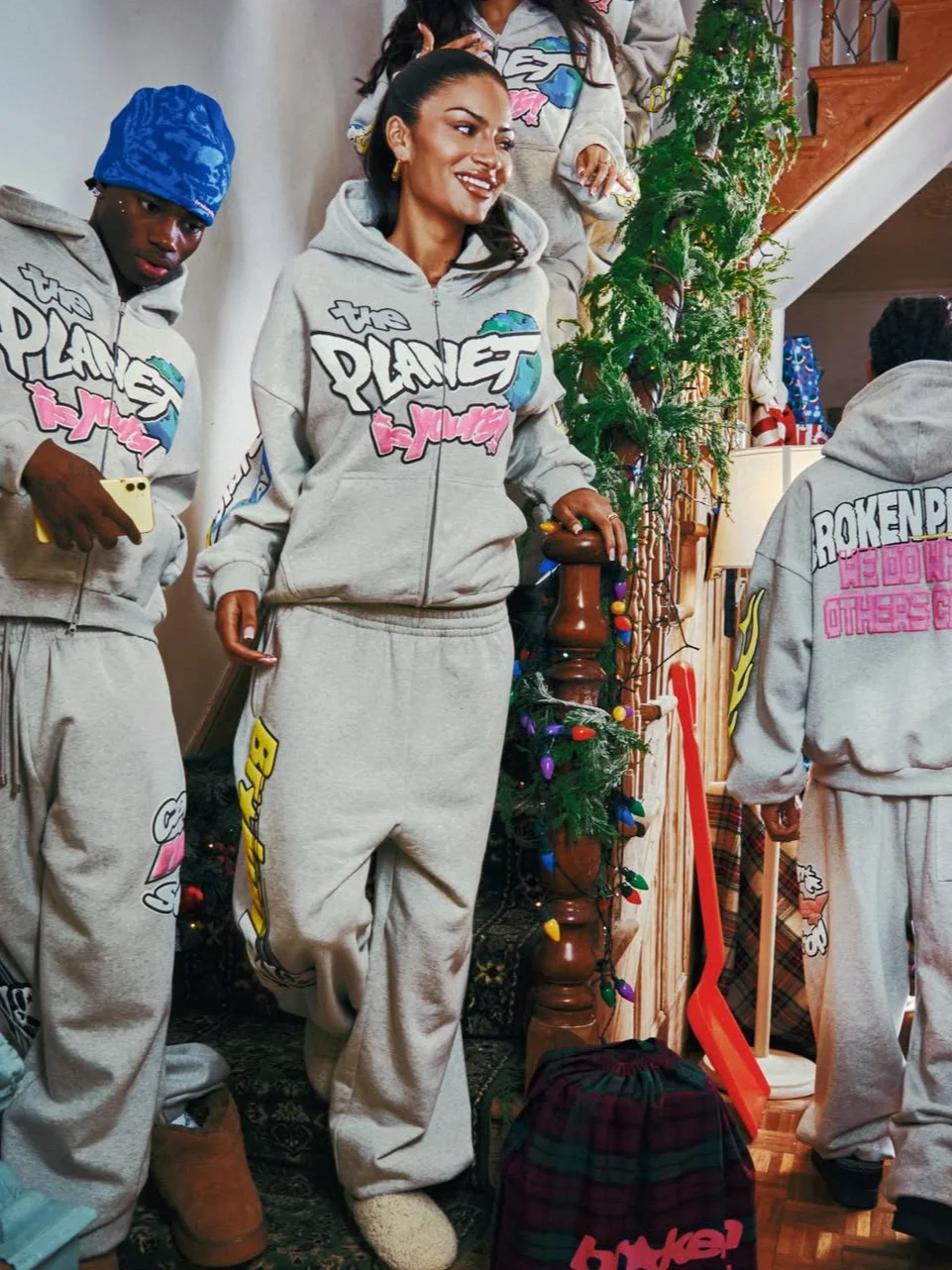 

Спортивный костюм American Sle Broken Pl Foam: толстовка и брюки для молодежи, повседневный стиль, длинные рукава, длинные брюки, Fce C...