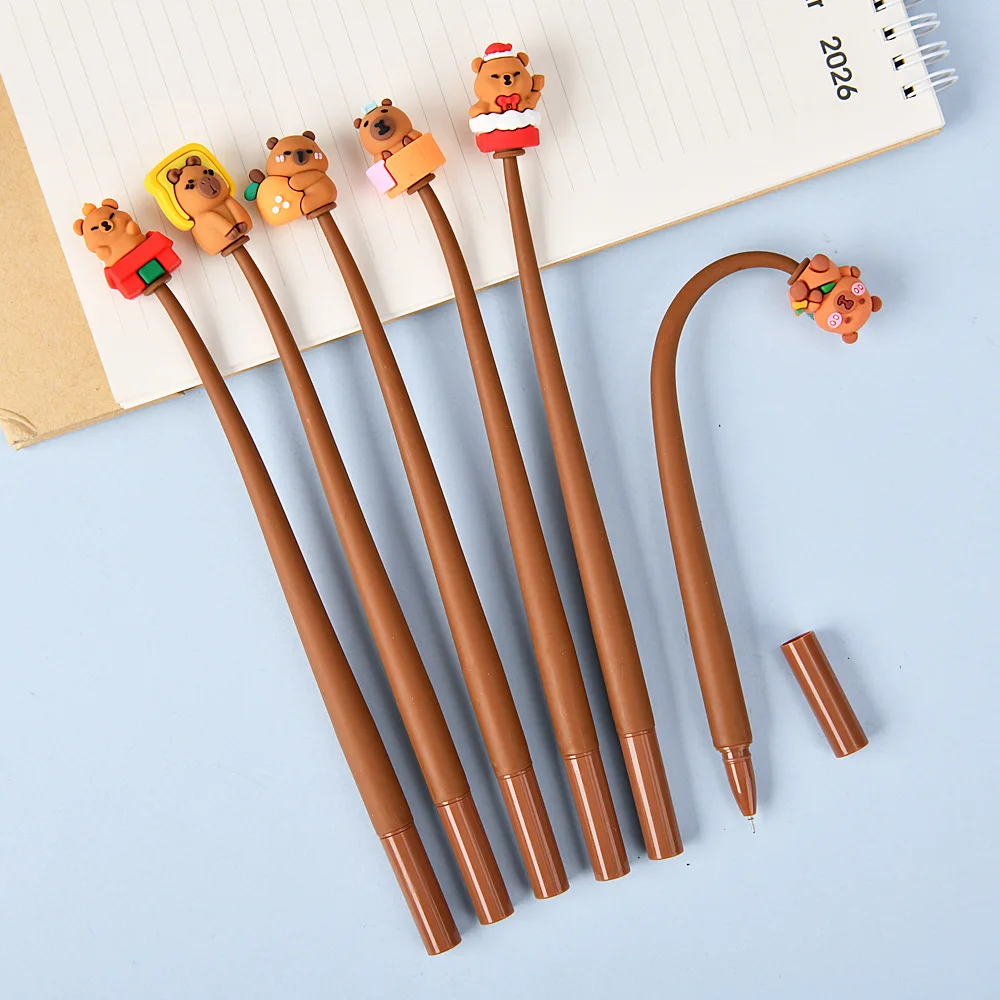 

30Pcs/Lot Cute Capybara Cartoon Gel Pen Stress-Relieving Jiggle Pen Black Ink Kids Student Stationery Gift Office Writing Pens
