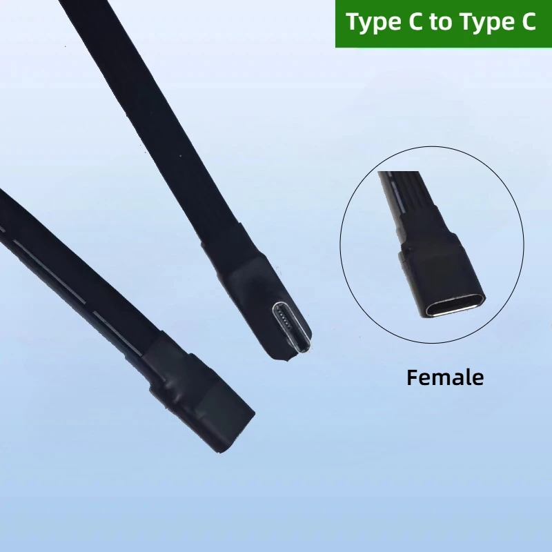 20CM 30CM 10CM 5CM USB C Male to USB C Female Extension Cable 90 Degree Ribbon Flat USB 2.0 Cable Charging Data Transfer 480Mbps