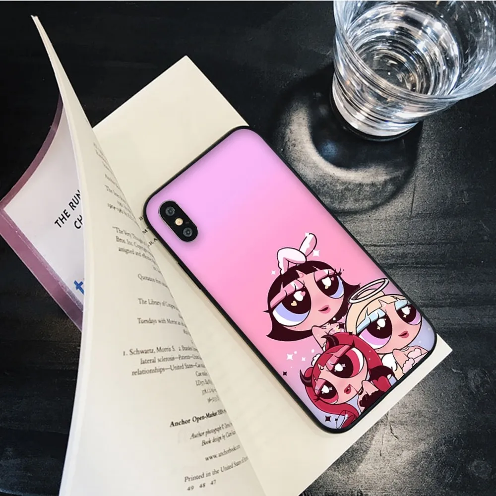 Coque de téléphone portable en silicone souple avec dessin animé mignon P-Powerpuff Girls, coque en poly pour iPhone 15, 14, 13, 12, 11 Pro Mini XS MAX, 8, 7, 6 Plus